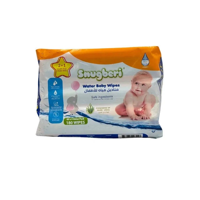 Snugberi Water Baby Wipes - 3 x 60 Pcs