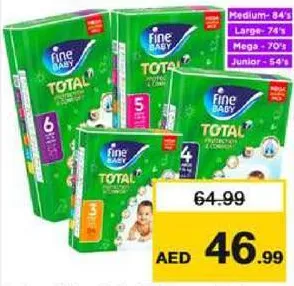 Fine Baby Total 7 Mega Pack Diapers Assorted