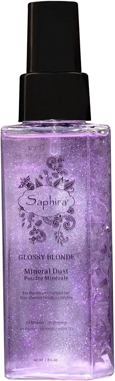Saphira Glossy Blonde Mineral Dust Spray, Hydrating Shimmer Spray For Natural, Bleached, And Color-Treated Blonde Hair, Sulfate-Free, Paraben-Free, 3 Ounce