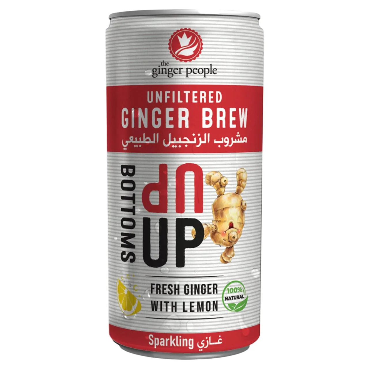 The Ginger People مشروب غازي بالزنجبيل غير مفلتر مع الليمون Bottoms Up