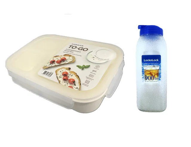 Locknlock To Go Lunch Box White + Bottle Set
