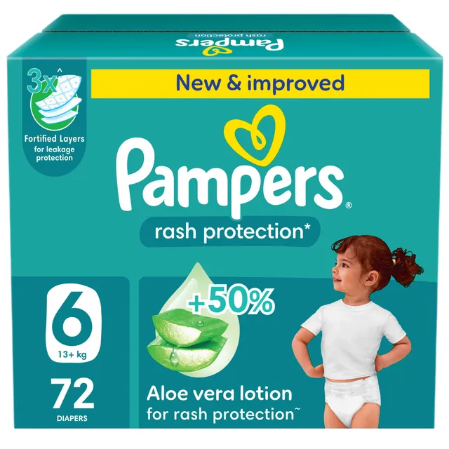 Pampers Rach Protection Aloevera Lotion Size 6 (13+ kg )- 72 Pcs