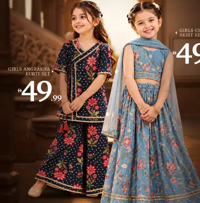 Girls Angrakha Kurti Set