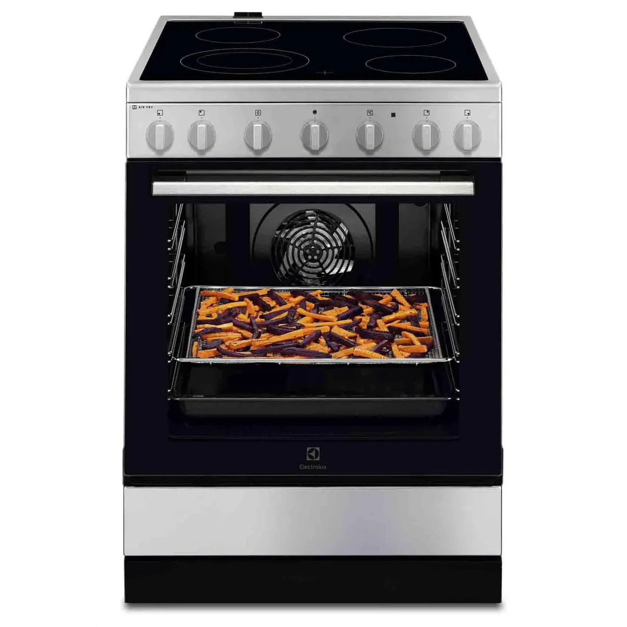 Electrolux طباخ كهربائي سيراميك قائم بذاته 60cm مع مقلاة هوائية، ستانلس ستيل، LKR64000CX