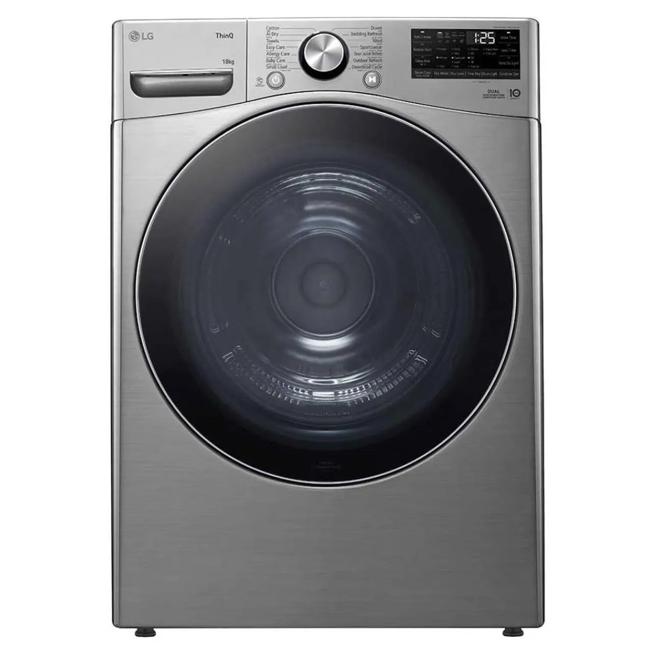 LG نشافة تحميل أمامي RH18U8EVCW، انفرتر مزدوج، فضي ستانلس