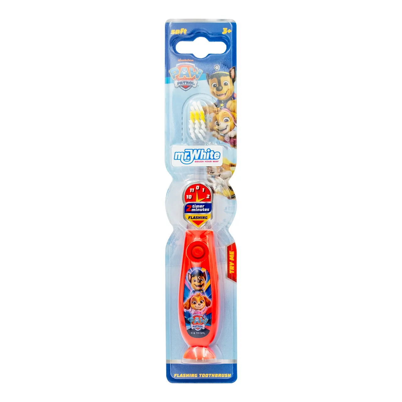 Mr.White Paw Patrol فرشاة أسنان ناعمة مضيئة 3+ سنوات 1 pc