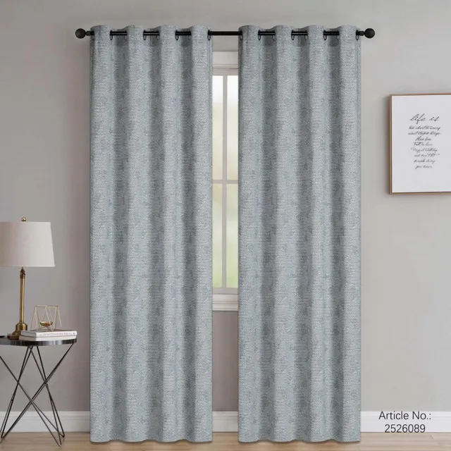 Maple Leaf Window Curtain, 140 x 260 cm, Jacquard Grey