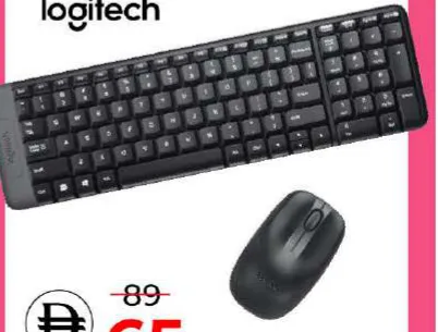 logitech لوحة مفاتيح وماوس لاسلكيان Mk220