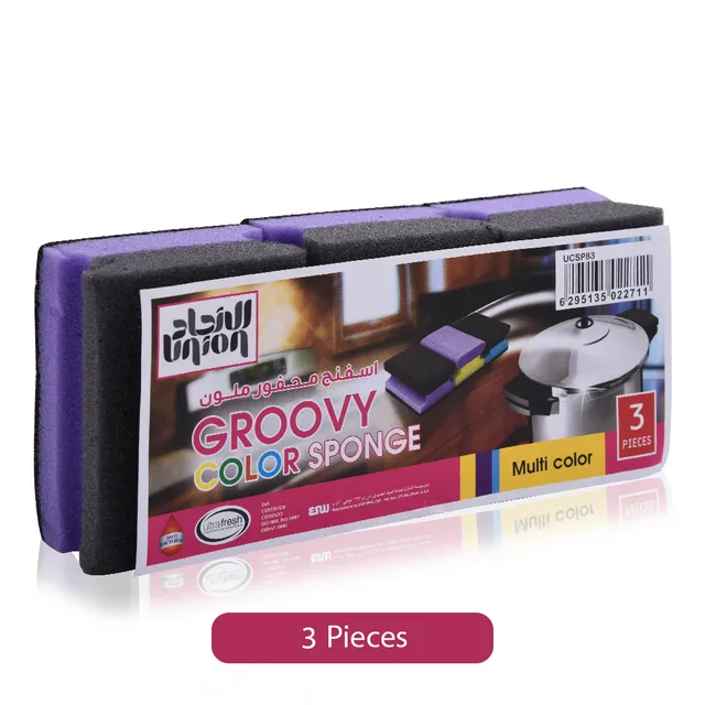Union Groovy Color Sponge Scourer Pack - 3 Pcs