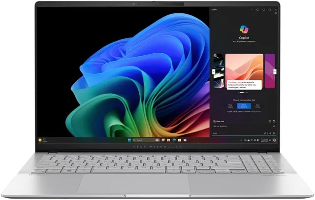 ASUS Vivobook S15 (2026) Laptop – Snapdragon X Plus X1P-42-100, 16GB LPDDR5X RAM, 1TB NVMe SSD, Qualcomm GPU, 15.6" WQHD+ 120Hz OLED (2880×1620), RGB Backlit Eng Keyboard, Win 11 Home, Cool Silver