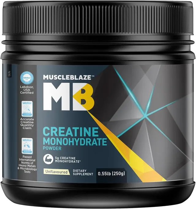 Muscleblaze Creatine Monohydrate (Unflavoured, 0.55lbs / ) 50 Servings, Labdoor USA Certified, Unflavoured, 80 Servings, Trustified Certified Creatine
