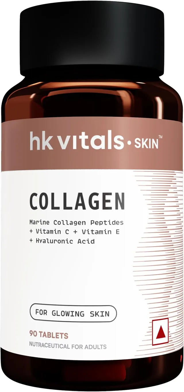 Hk Vitals Collagen Tablets, 90 Tablets, 3000 mg, Marine Collagen Peptides, Vitamin C, E, Biotin with Hydrolyzed Peptides
