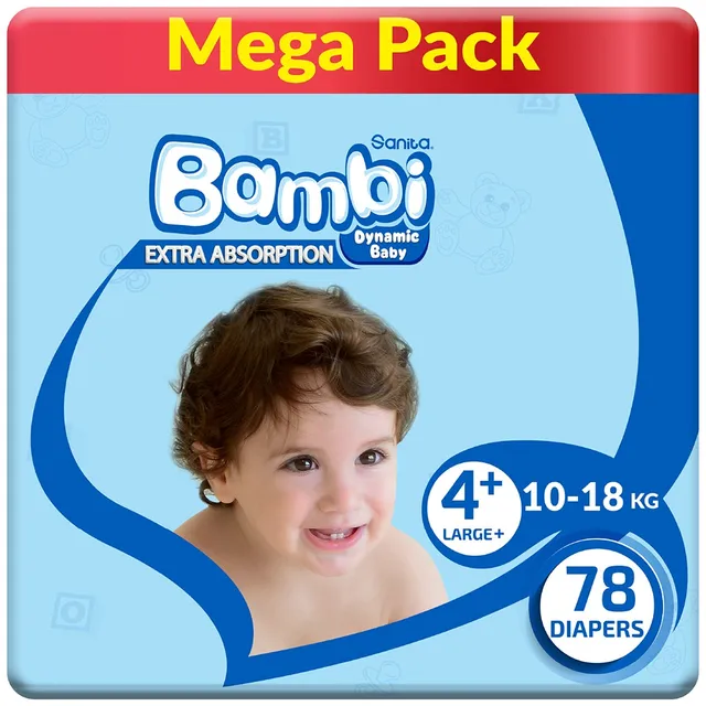 Sanita Bambi Baby Diapers Size 4+ (10- ) - 74 Pcs