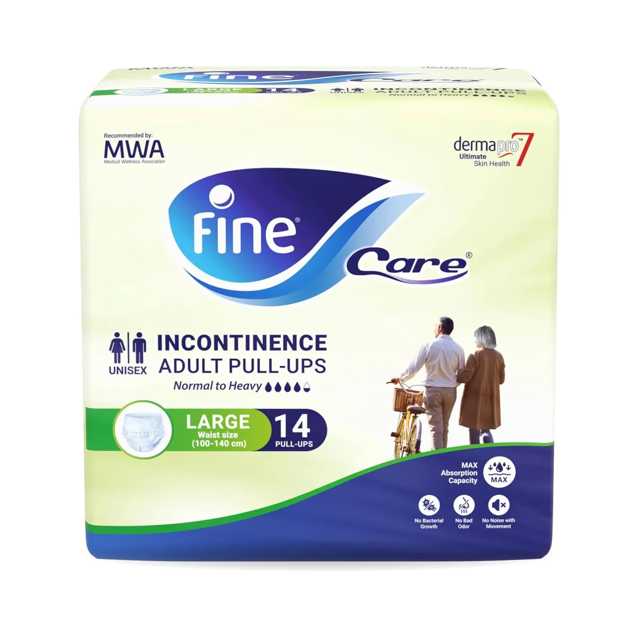 Fine سروال حفاضات للكبار Care للجنسين مقاس كبير لمحيط الخصر 100 - 140 cm عدد 14 pcs