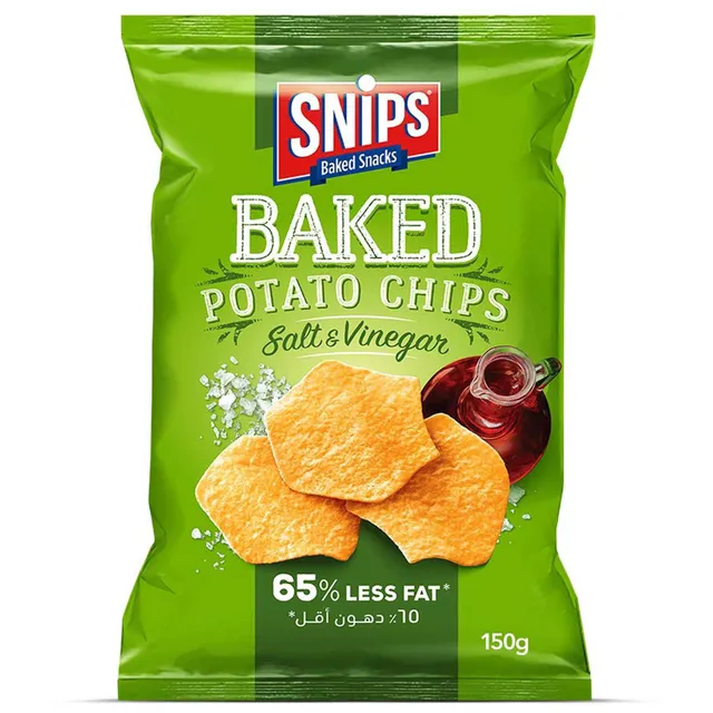 Snips Baked Potato Chips Salt and Vinegar Flavor