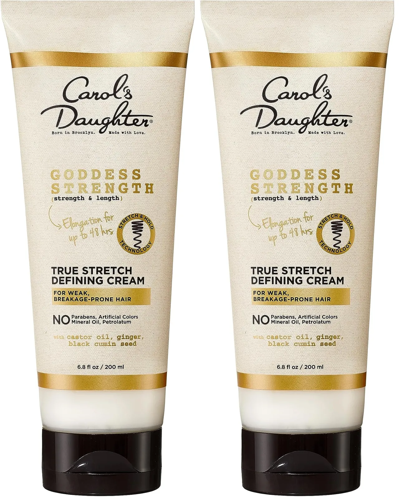 Carol'S Daughter كريم تحديد الشعر Goddess Strength True Stretch للموجات واللولبيات والتجعيدات مع زيت الخروع 6.8 Fl Oz