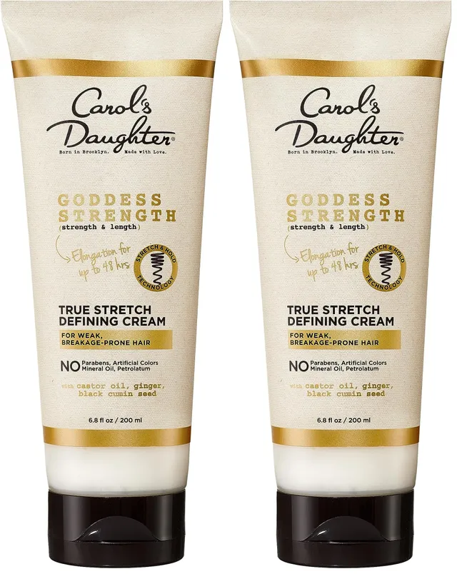 Carol'S Daughter Goddess Strength True Stretch Defining Hair Cream For Waves, Coils and Curls, Curl Defining Cream with Castor Oil,6.8 Fl Oz