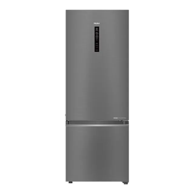 Haier Bottom Mount Double Door Refrigerator, Brushline Silver, HRB-3753BBS