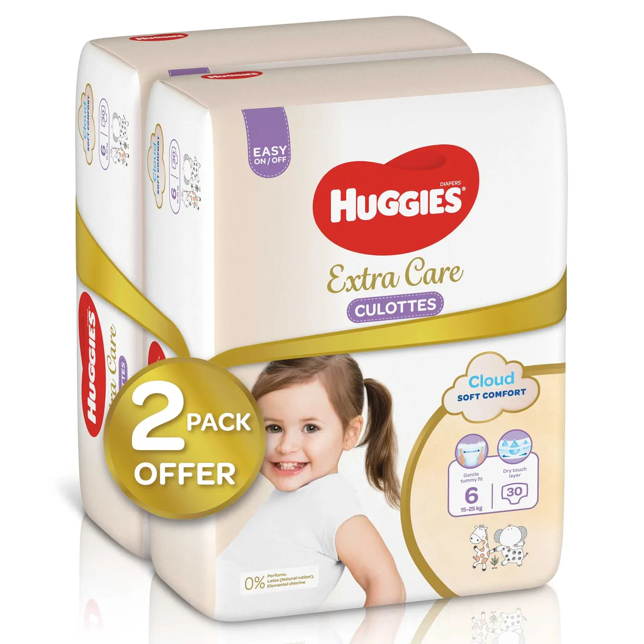 Huggies حفاضات كلوت عناية إضافية مقاس 6 (15- ) - 2 x 30 Pcs