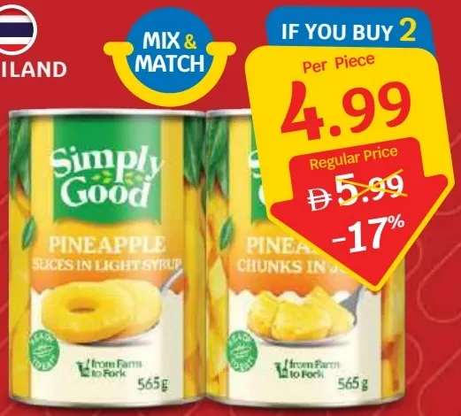 Simply Good Canned Pineapple Slice In Light Syrup / Chunks In Light Syrup