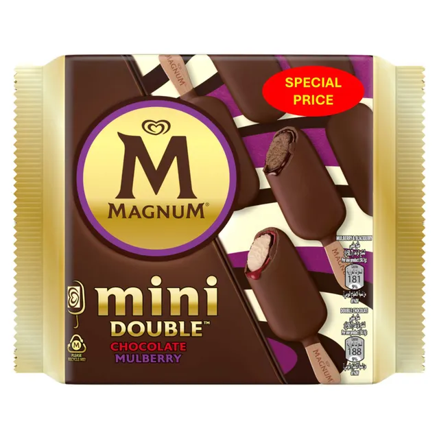 Magnum Special Price Mini Double Chocolate Ice Cream Bar + Mulberry Ice Cream Multipack
