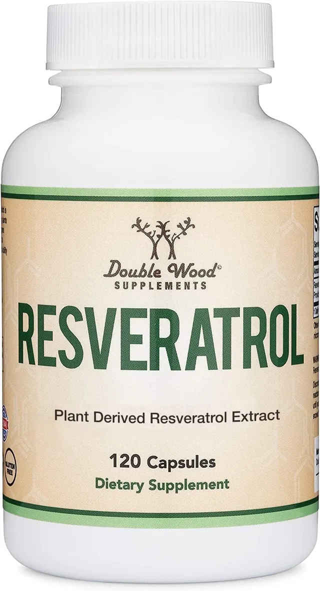 Resveratrol 500mg Per Serving, 120 Capsules (Natural Resveratrol Polygonum Root Extract Providing 50% Trans-Resveratrol) Healthy Aging Support By Double Wood Supplements