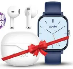 apollo ساعة ذكية + سماعات لاسلكية