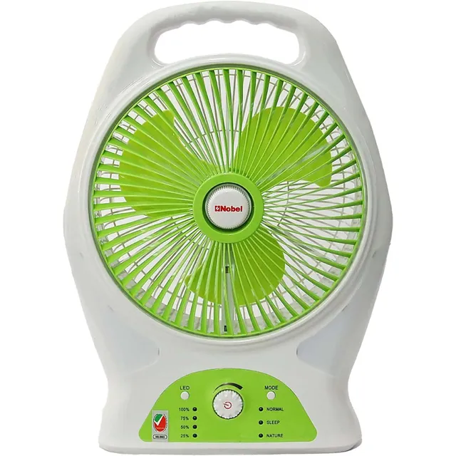nobel 8" Blade Rechargeable Portable Fan, 9 Speed Box Function LED Lights NBF87R