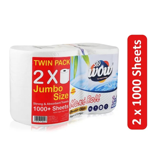 World Of Wipes Wow Maxi Roll Twin Pack X 2 Ply