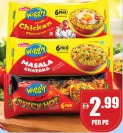 Wiggly Noodles Masala Chatka/Hot&Spicy/Chicken Flavour Asstd
