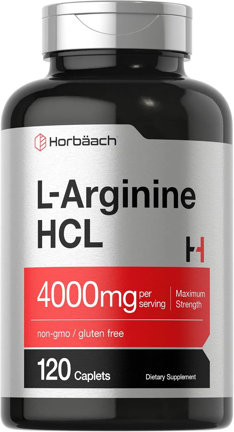 Horbäach L-Arginine 4000mg، 120 قرص، طليعة أكسيد النيتريك بأقصى قوة، نباتي، خال من الكائنات المعدلة وراثيا، مكمل غذائي خال من الغلوتين، By، حمض أميني للرجال والنساء، مكمل غذائي خال من الغلوتين