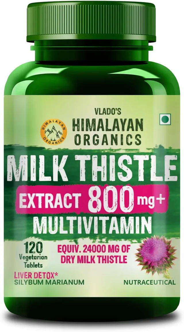 Himalayan Organics Milk Thistle Extract With 800Mg Of Silybum Marianum Detox Supplement For Men And Women For Healthy Liver, 120 Vegetarian Capsules