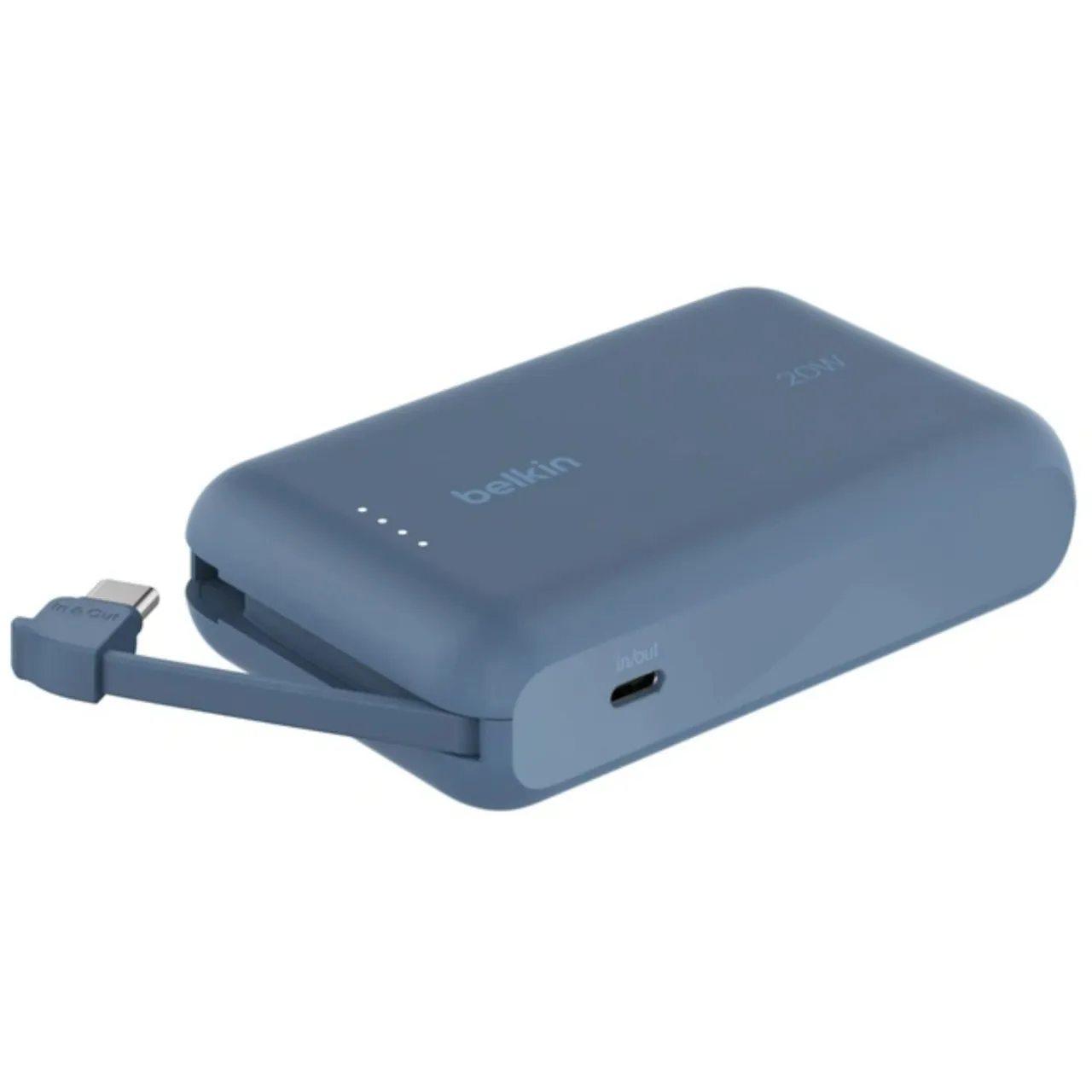 Belkin باور بانك BoostCharge 10K | توصيل طاقة 20W | كابل USB-C مدمج | سعة 10,000 mAh | أزرق