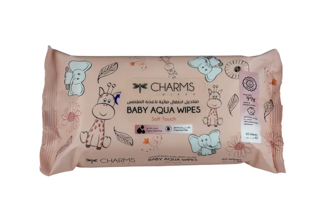 Charms Baby Aqua Wipes - 60 Pcs