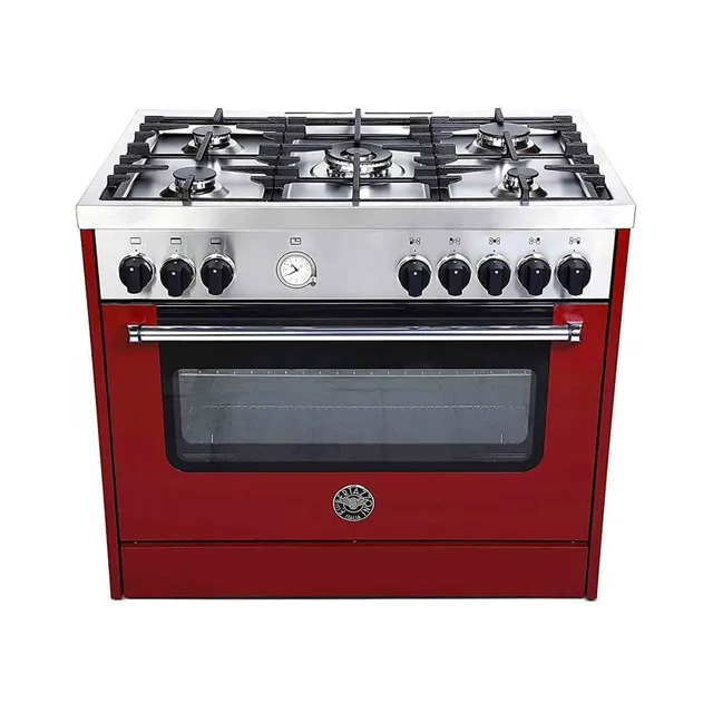 Bertazzoni 90cm Full Gas Cooker MAS905GGVLVIC Burgundy/Silver
