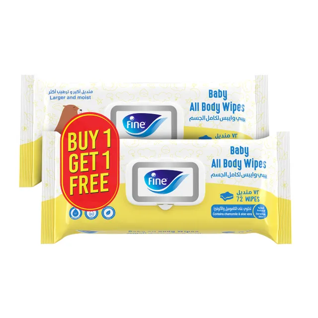 Fine All Body Wipes - 2 x 72's