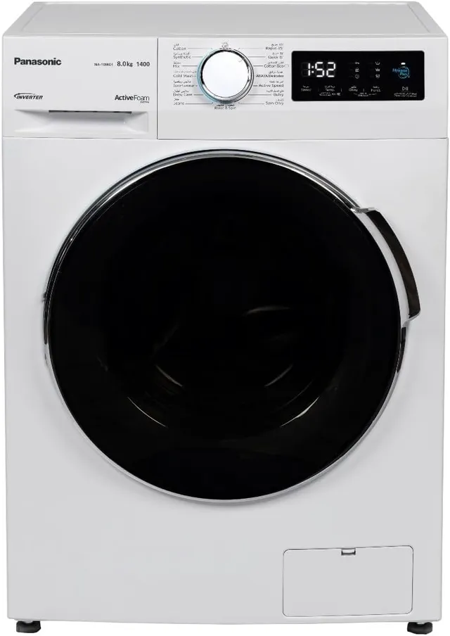 Panasonic Abaya Wash Series Front Loading Washing Machine with Inverter Motor 1400RPM and 15 Programs NA-16MG1WAE White