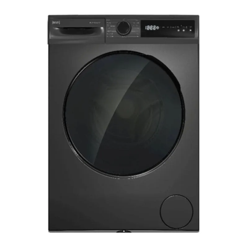 Black+Decker غسالة تحميل أمامي، 1400 RPM، محرك BLDC، لوحة لمس BXWMF1012.001IVS، رمادي داكن