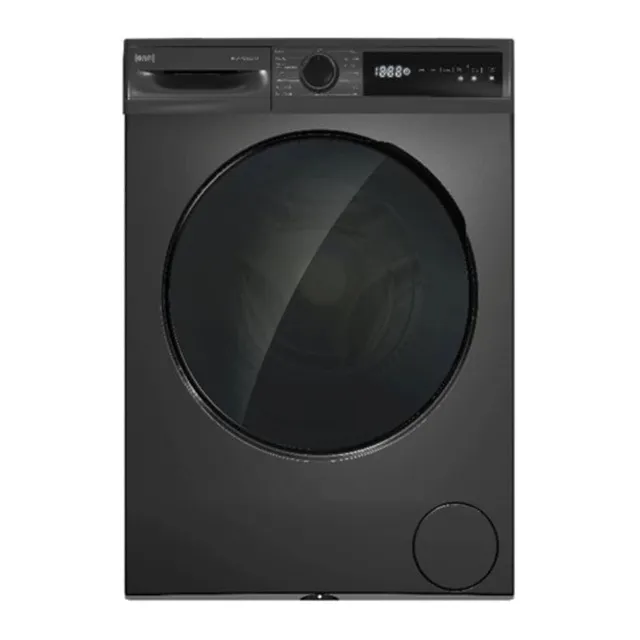 Black+Decker Front Load Washing Machine, 1400 RPM, BLDC Motor, Touch Panel – BXWMF1012.001IVS Dark Grey