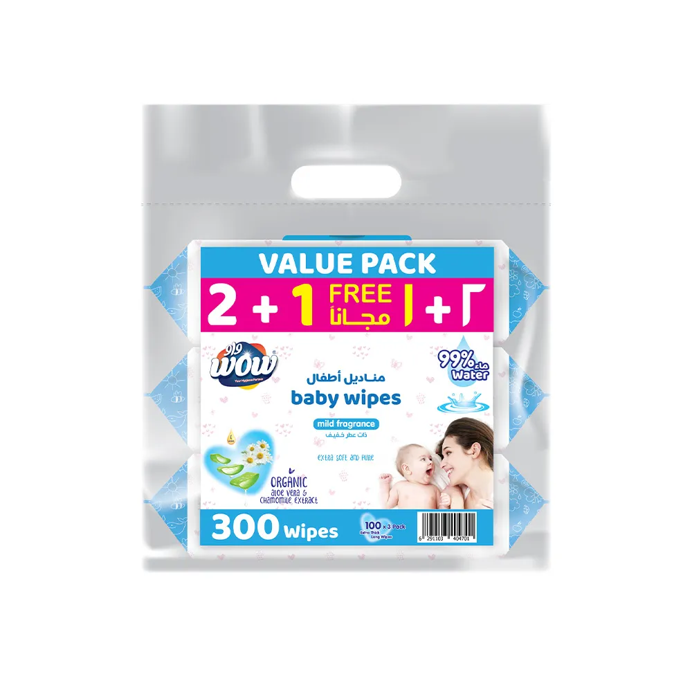 World Of Wipes مناديل أطفال معطرة - 3 x 100 Pcs