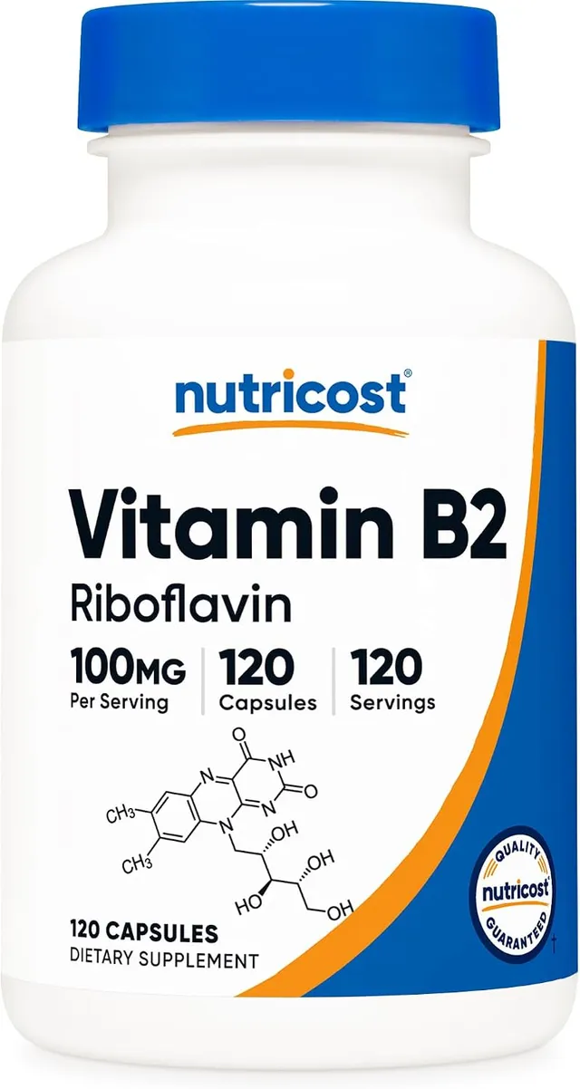 Nutricost Vitamin B2 (Riboflavin) 100mg, 120 Capsules, Gluten Free and Non-GMO, GMO-Free