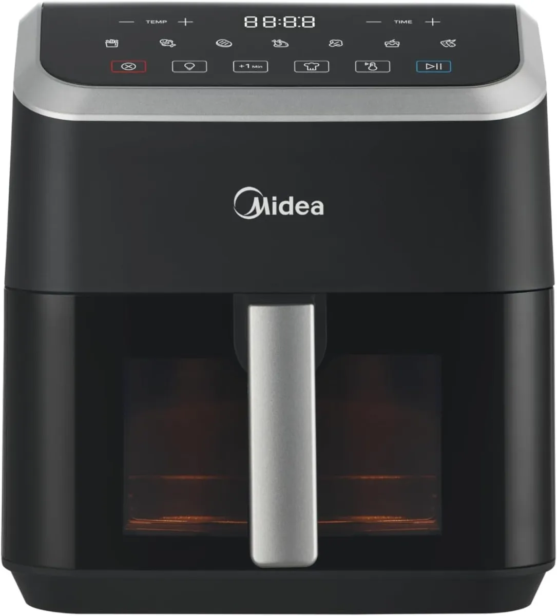 Midea مقلاة هوائية | تحكم رقمي باللمس، تقنية X Cycloneair | نافذة شفافة | متعددة الوظائف: قلي، شوي، تحمير، خبز | مؤقت حتى 60 Mins | تحكم بدرجة حرارة حتى 200°C | MAD-550F2APK