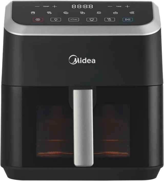 Midea Air Fryer, Digital Touch Control, X Cycloneair Technology, See-Through Window, Multifunction: Fry, Grill, Broil, Roast, Timer Up to 60 Mins, 200°C Temp Control, MAD-550F2APK