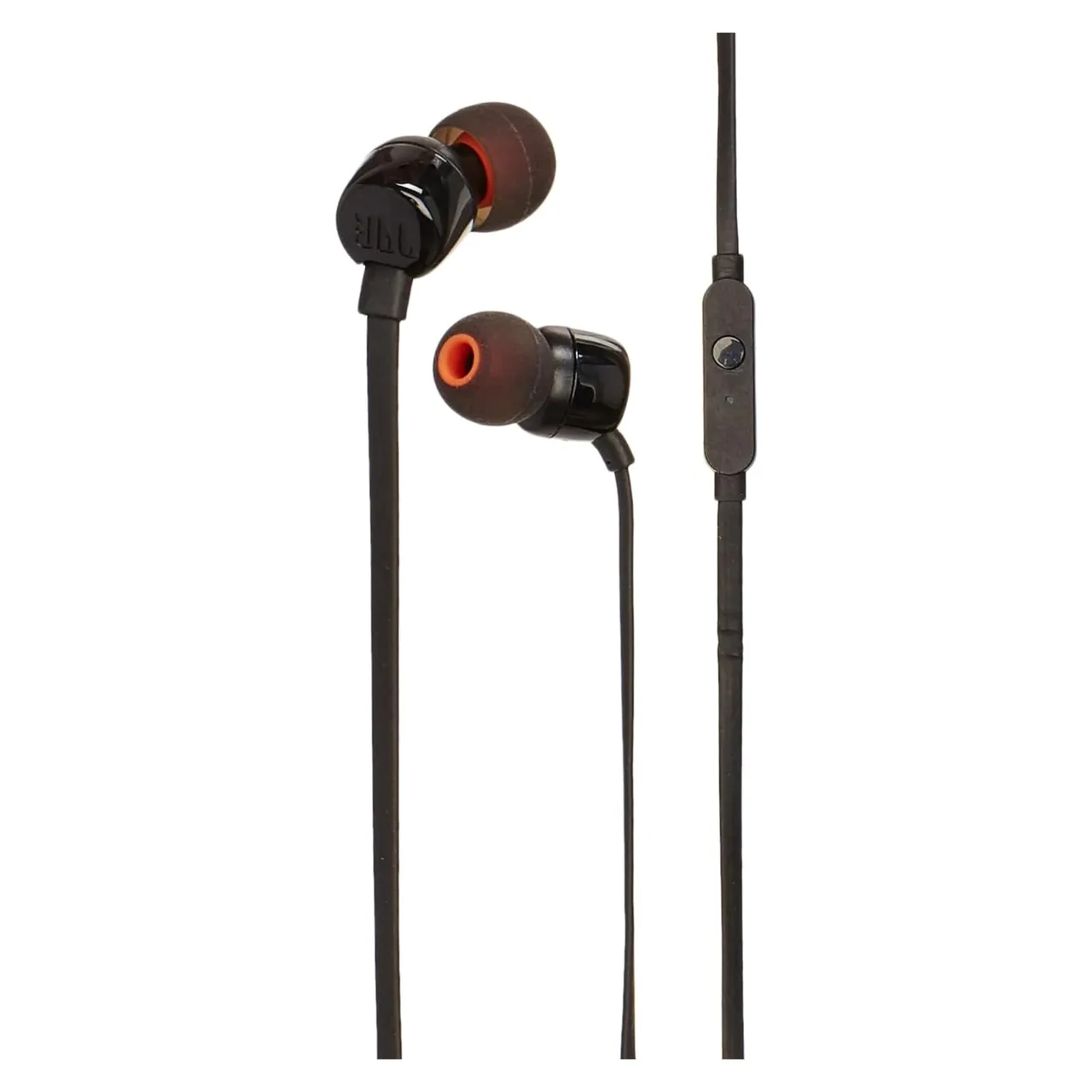 JBL سماعات Tune 110 سلكية داخل الأذن بصوت جهير عميق وقوي، أسود