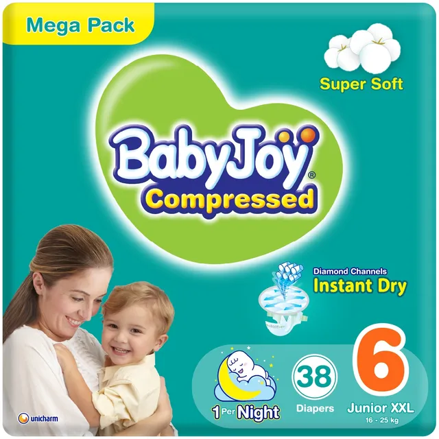 Baby Joy Compressed Diapers xxl Size 6 (16+ Kg) - 38 Pcs