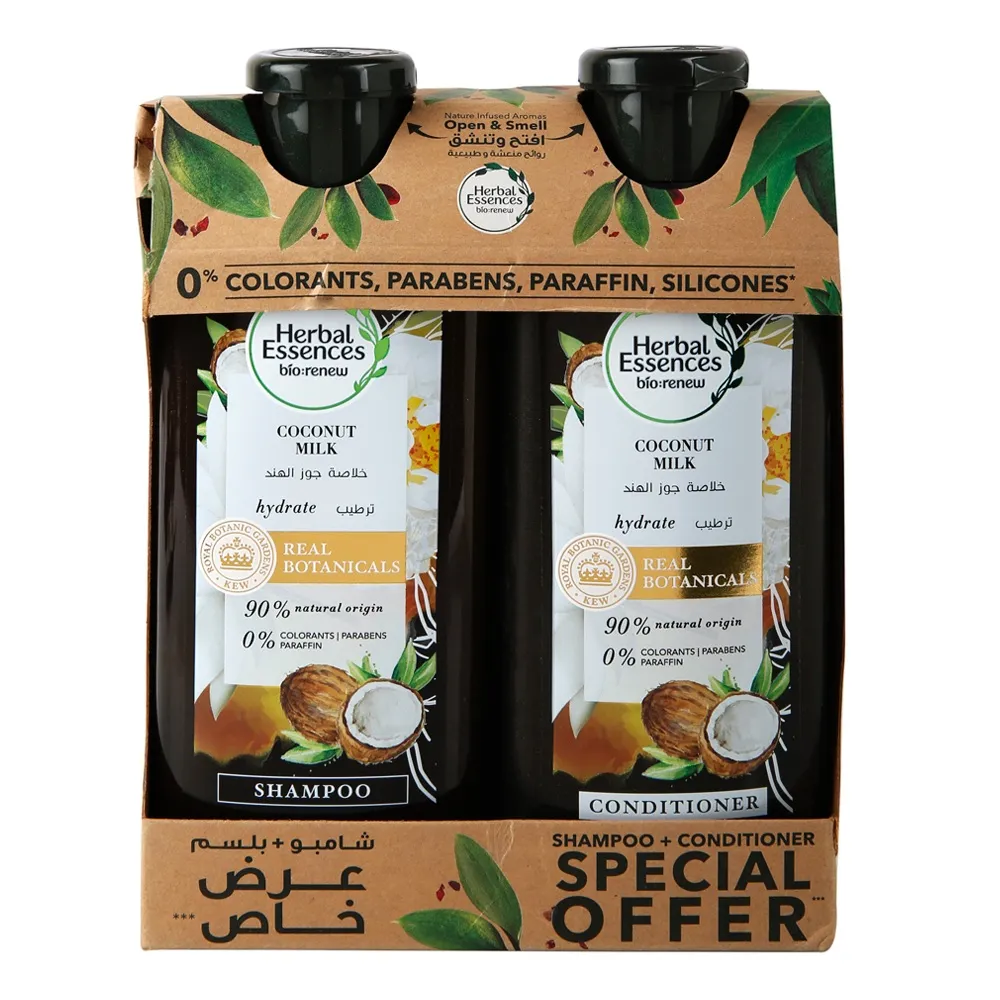 Herbal Essence شامبو وبلسم بحليب جوز الهند Bio Renew +