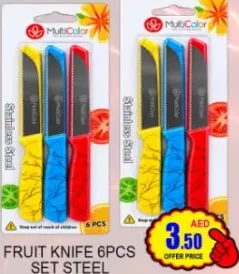 MultiColor Fruit Knife Set Steel