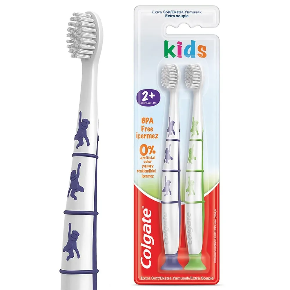 Colgate فرشاة أسنان للأطفال فائقة النعومة خالية من BPA لعمر 2+ سنوات - 2 pcs
