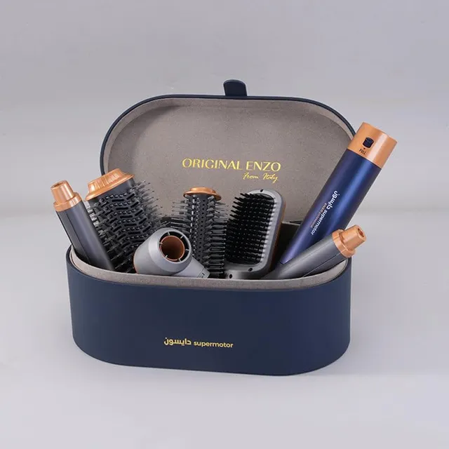 Enzo Professional EN-4133 6-in-1 Hair Dryer Brush & Multi Styler - Ionic Hot Air Blow Dryer, Hair Straightener, Curler & Volumizing Brush - ShinyBlue - Intl Version