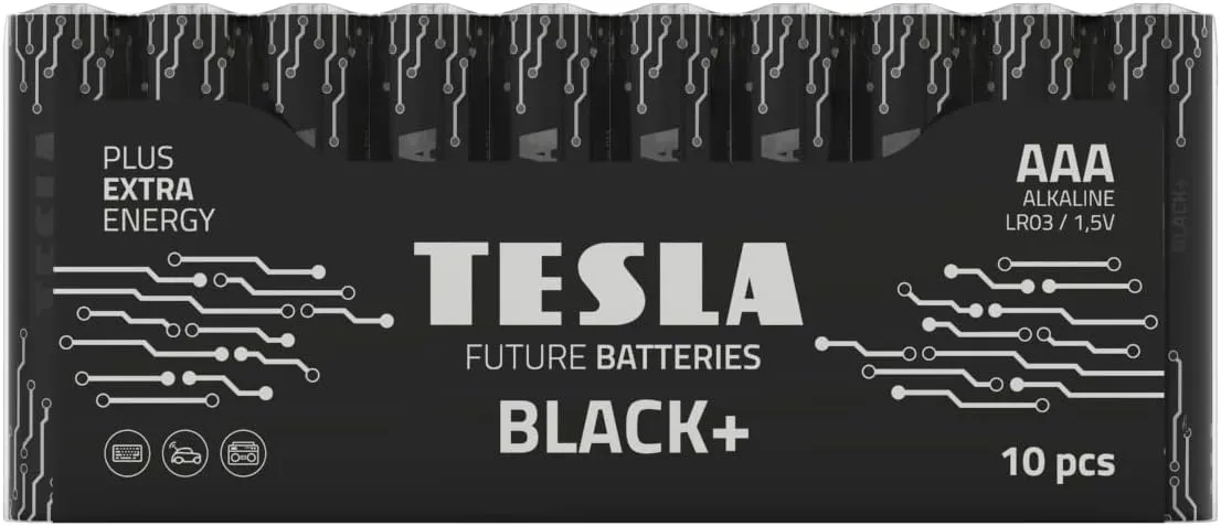 Tesla بطارية AAA بلاك+ ألكالاين بلس طاقة إضافية - 10 pcs